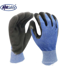 NMSAFETY 13 gauge blue polyester and coolpass liner coated blue foam latex palm work industrial Gloves  EN388 2016 2131X